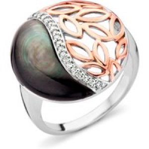 Orphelia WoMens 925 Sterling Silver Ring – Silver/Rose ZR-7112 – Silver & Rose Gold – Size O 1/2