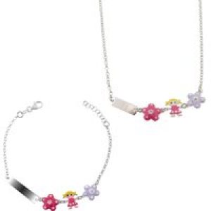 Orphelia Childrens Unisex ‘Dahlia’ Child’s 925 Sterling Silver Set: Bracelet + Necklace – SET-7147 – One Size