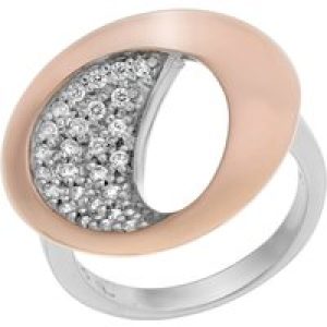 Orphelia Womens Ladies Embellished 925 Sterling Silver Ring – and Rose Gold, Size: L – Size L