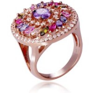 Orphelia WoMens 925 Sterling Silver Ring – Rose ZR-7428/RG – Size Q