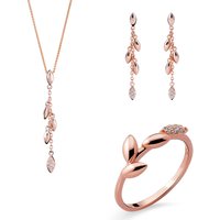 Orphelia 'Loana' WoMens 925 Sterling Silver Set: Necklace + Earrings + Ring - Rose SET-7505/RG - Size Q - Image 2