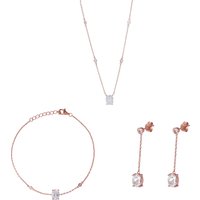Orphelia 'Elodie' WoMens 925 Sterling Silver Set: Chain + Bracelet + Earrings - Rose SET-7419 - One Size - Image 2