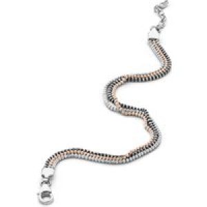 Orphelia WoMens 925 Sterling Silver Bracelet – Silver/Rosegold/Black ZA-7203 – Silver & Rose Gold – One Size