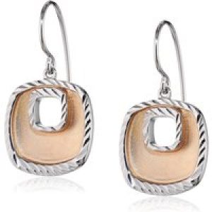 Orphelia WoMens 925 Sterling Silver Drop Earrings – Silver/Rose ZO-5188 – Silver & Rose Gold – One Size