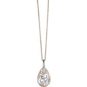 Orphelia WoMens 925 Sterling Silver Chain with Pendant – Silver/Rose ZH-4802 – Silver & Rose Gold – One Size
