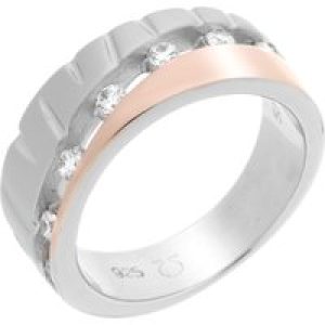 Orphelia WoMens 925 Sterling Silver Ring – Silver/Rose ZR-7093 – Silver & Rose Gold – Size O 1/2