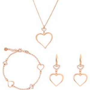 Orphelia ‘Alfina’ WoMens 925 Sterling Silver Set: Chain + Bracelet + Earrings – Rose SET-7383 – One Size