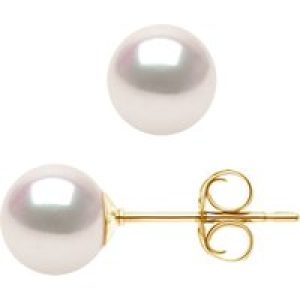 Diadema Womens – Earrings  True Japanese Akoya Cultured Pearl – Quality AA+ – White – One Size