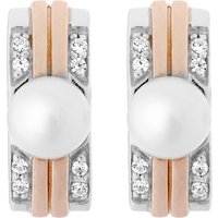 Orphelia 'Lea' WoMens 925 Sterling Silver Stud Earrings - Silver/Rose ZO-7284 - Silver & Rose Gold - One Size - Image 2