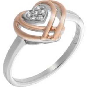 Orphelia Womens Ladies Embellished 925 Sterling Silver Ring – and Rose Gold, Size: N – Size N