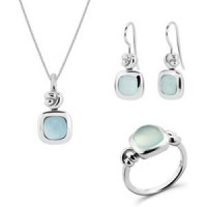 Orphelia ‘Anat’ WoMens 925 Sterling Silver Set: Necklace + Earrings + Ring – SET-7467 – Size K