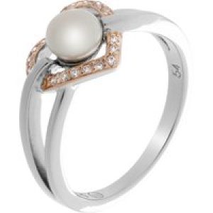 Orphelia WoMens 925 Sterling Silver Ring – Silver/Rose ZR-7233 – Silver & Rose Gold – Size O 1/2