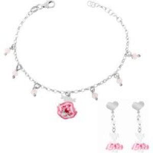 Orphelia Childrens Unisex ‘Cute’ Child’s 925 Sterling Silver Set: Bracelet + Earrings – SET-7133 – One Size