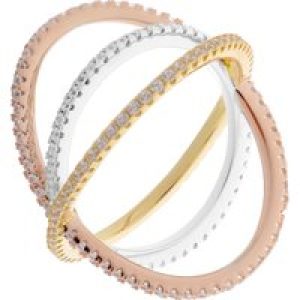 Orphelia WoMens 925 Sterling Silver Ring – Gold/Silver/Rose ZR-7280 – Silver & Gold – Size P