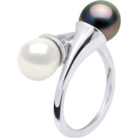 Diadema Womens - Ring You & Me in White Gold - Real Freshwater Pearls and Tahitian - - Natural - Size I - Image 2