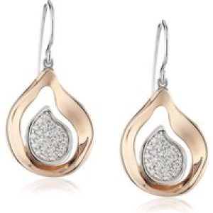 Orphelia WoMens 925 Sterling Silver Drop Earrings – Silver/Rose ZO-5194 – Silver & Rose Gold – One Size