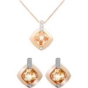 Orphelia ‘Athena’ WoMens 925 Sterling Silver Set: Chain-Pendant + Earrings – Silver/Rose SET-7113 – Silver & Rose Gold – One Size