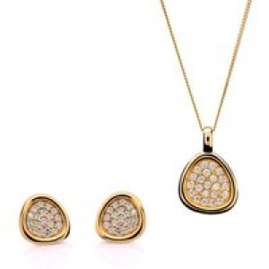 Orphelia ‘Layla’ WoMens 925 Sterling Silver Set: Chain-Pendant + Earrings – Gold SET-7489/G – One Size