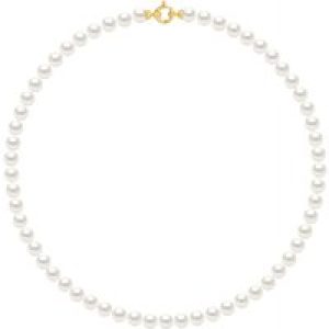 Diadema Womens – Necklace – Princess – Real Freshwater Pearls – Yellow Gold – White – One Size