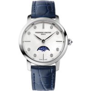 Frederique Constant Frédérique Slimline Moonphase WoMens Blue Watch FC-206MPWD1S6 Leather (archived) – One Size