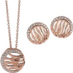 Orphelia WoMens 925 Sterling Silver Set: Chain-Pendant + Earrings – Rose SET-6031/1 – One Size