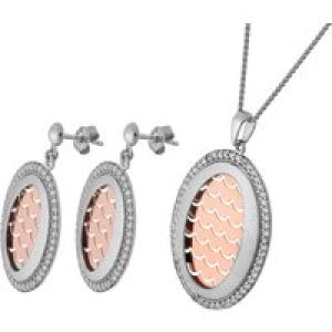 Orphelia WoMens 925 Sterling Silver Set: Chain-Pendant + Earrings – Silver/Rose SET-065 – Silver & Rose Gold – One Size