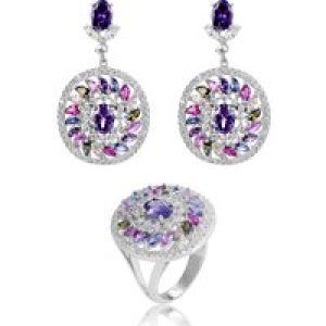 Orphelia ‘Enya ‘ WoMens 925 Sterling Silver Set: Earrings + Ring – SET-7428 – Size R 1/2