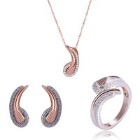Orphelia 'Tilou' WoMens 925 Sterling Silver Set: Necklace + Earrings + Ring - Rose SET-7441 - Size K - Image 2