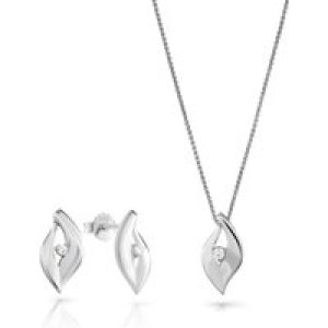 Orphelia ‘Milan’ WoMens 925 Sterling Silver Set: Chain-Pendant + Earrings – SET-7519 – One Size