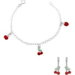 Orphelia Childrens Unisex ‘Apple’ Child’s 925 Sterling Silver Set: Bracelet + Earrings – SET-7149/2 – One Size