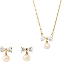Orphelia 'Sparkle' WoMens 925 Sterling Silver Set: Chain-Pendant + Earrings - Gold SET-7512 - One Size - Image 2