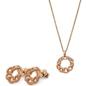 Orphelia ‘Estelle’ WoMens 925 Sterling Silver Set: Chain-Pendant + Earrings – Rose SET-7516/RG – One Size