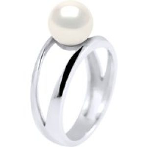 Diadema Womens – Ring in White Gold – Real Freshwater Pearls – Size N