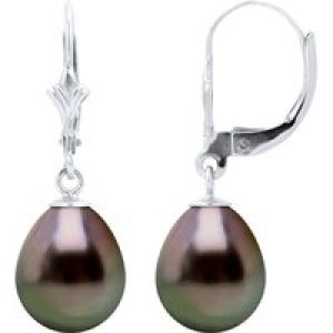Diadema Womens – Earrings  White Gold and Real Tahitian Pearls – Natural – One Size
