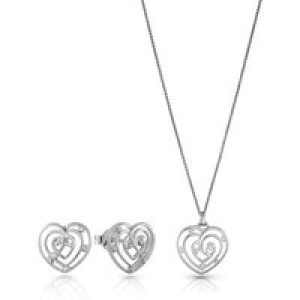 Orphelia ‘Euphoria’ WoMens 925 Sterling Silver Set: Chain-Pendant + Earrings – SET-7522 – One Size