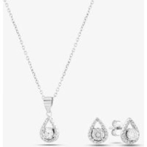 Silver Cubic Zirconia Pear Shaped Jewellery Set E612282 & E612282P