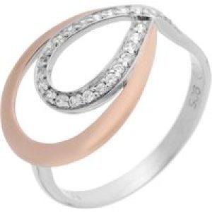 Orphelia WoMens 925 Sterling Silver Ring – Silver/Rose ZR-7092/1 – Silver & Rose Gold – Size O 1/2