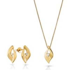 Orphelia ‘Milan’ WoMens 925 Sterling Silver Set: Chain-Pendant + Earrings – Gold SET-7519/G – One Size