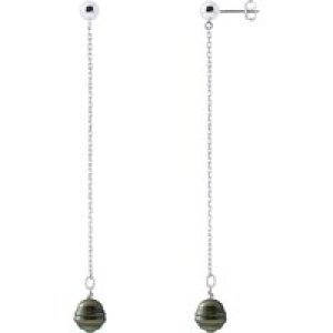 Diadema Womens – Earrings  Pending – Real Tahitian Pearls – Natural Silver – One Size