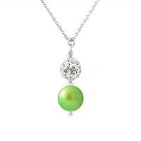 Diadema Womens - Necklace - White Crystal & Pearl - Love Jewelry Collection Silver Sterling - One Size - Image 2