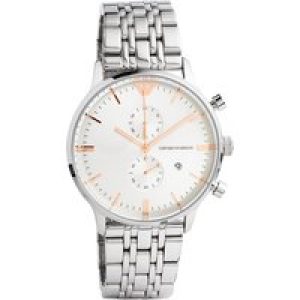 Emporio Armani Mens AR1933 SS Silver Dial Chronograph Bracelet Watch – Size 43mm