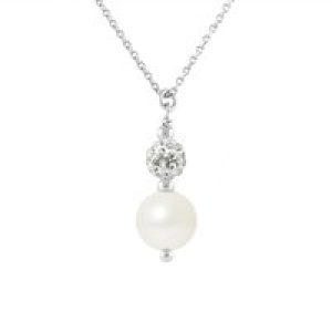 Diadema Womens – Freshwater Pearl Necklace – Love Jewelry Collection Silver Sterling – One Size