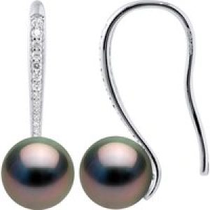 Diadema Womens – Earrings  Real Tahitian Pearls – Natural Silver – One Size