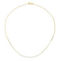 Diadema Womens - Necklace - 15 Real Freshwater Pearls - Cable Chain in Yellow Gold - White - One Size - Image 2