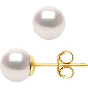 Diadema Womens – Earrings  True Japanese Akoya Cultured Pearl – Quality AA+ – White – One Size