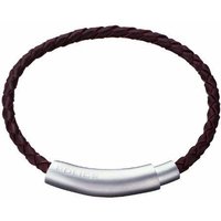 Police Mens : "Close" Brown Leather Wrist Band - Silver - One Size - Image 2