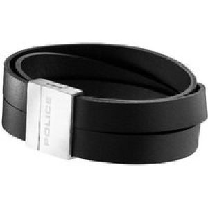 Police : “BACKLASH” BLACK LEATHER BRACELET – Silver – One Size