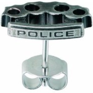 Police Mens : Bash Cufflink – Silver Leather – One Size