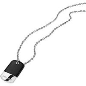 Police Mens : “FRAGMENT” Pendant – Silver Leather – One Size