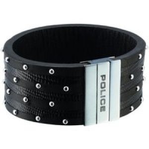 Police Unisex : “Avenger” Black Leather Watch – Silver – One Size